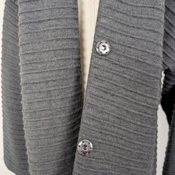 Luukaa Anthracite Wool Duster Long Cardigan Wide Sleeve Maxi Button Closure - Picture 12 of 12